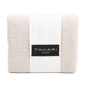 TAHARI HOME Linen And Cotton Blend Cobblestone Quilt